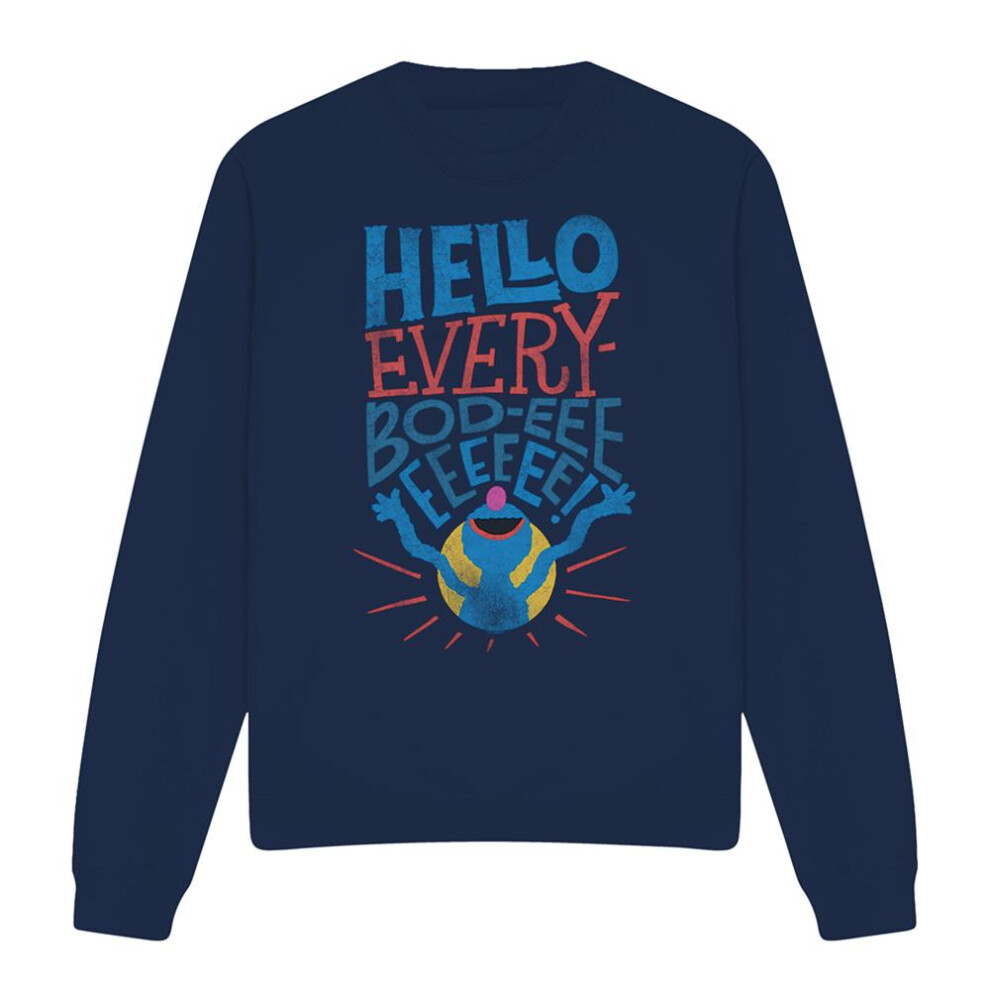 Sesame Street (Xxl, Navy) Unisex Adult Hello Everybody Grover Sweatshirt