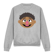 (XL, Athletic Heather) Sesame Street Unisex Adult Tamir Face Sweatshirt