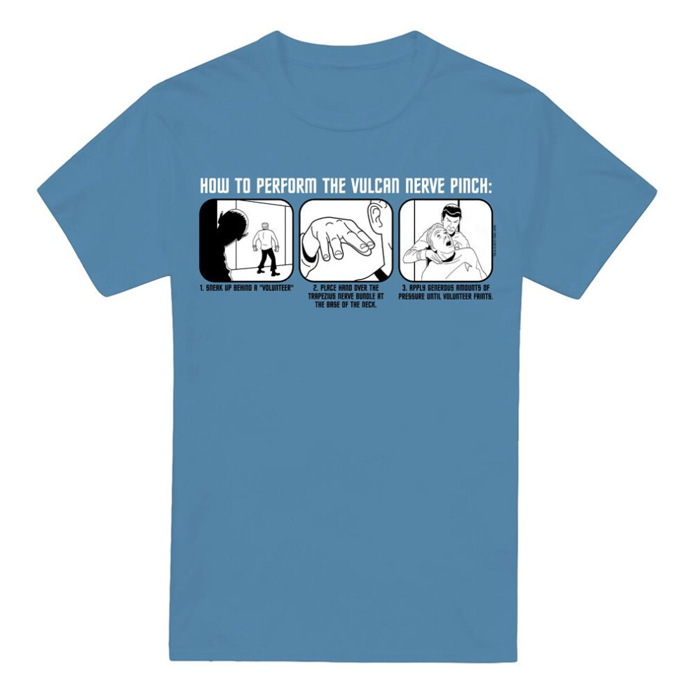Star Trek (3Xl, Carolina ) Mens Vulcan Nerve Pinch T-Shirt Blue