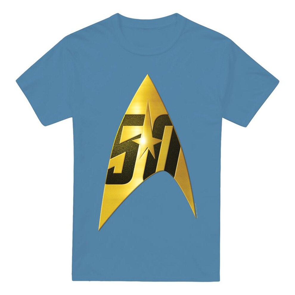 Star Trek (Xxl, Carolina ) Mens 50Th Anniversary Delta T-Shirt Blue