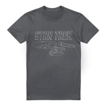 (XL, Charcoal) Star Trek Mens The Original Series Enterprise T-Shirt