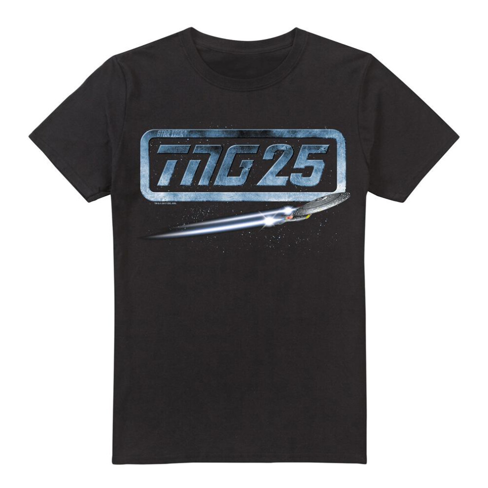 Star Trek (L, ) Mens The Next Generation 25 Enterprise T-Shirt Black