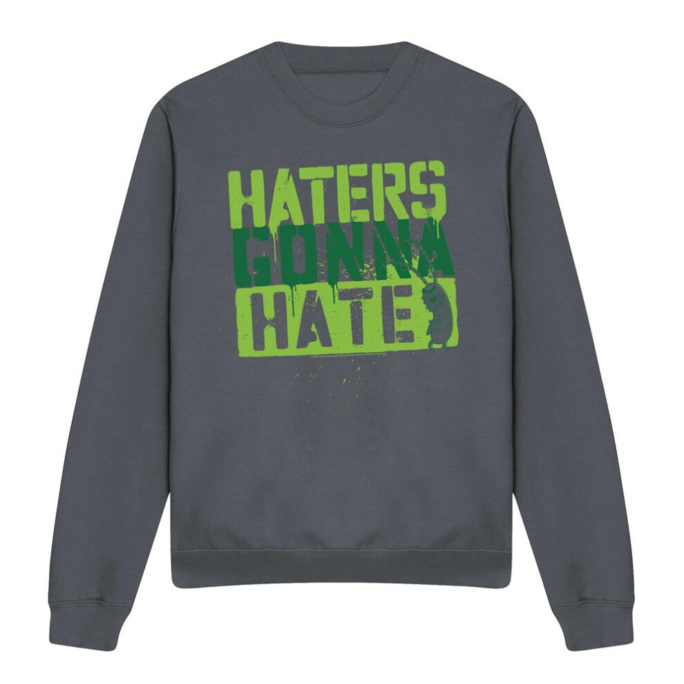 Spongebob Squarepants (M, Charcoal) Unisex Adult Haters Gonna Hate Sweatshirt Multicoloured