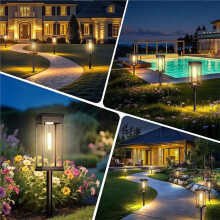 6 Pack Square Solar Pathway Lights Outdoor Warm White LED Auto /Off IP65 Waterproof for Walkway Garden Driveway Decor