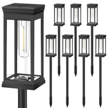 8 Pack Square Solar Pathway Lights Outdoor Warm White LED Auto /Off IP65 Waterproof for Walkway Garden Driveway Decor
