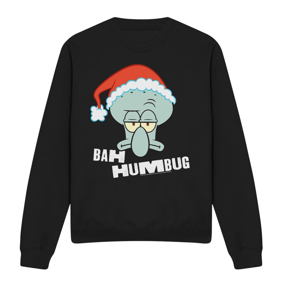 Spongebob Squarepants (Xl, ) Unisex Adult Bah Humbug Squidward Christmas Sweatshirt Black