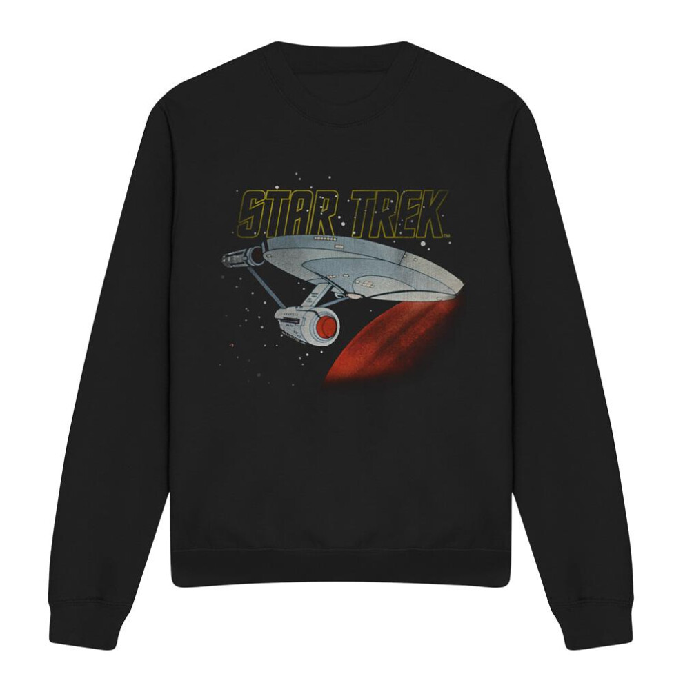 Star Trek (L, ) Unisex Adult Enterprise Retro Sweatshirt Black