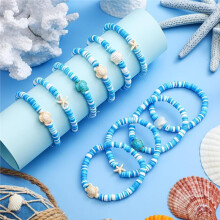 24 Braccialetti con Perline In Argilla Polimerica A Tema "Sotto il Mare", Ideali per Feste Estive In Spiaggia.
