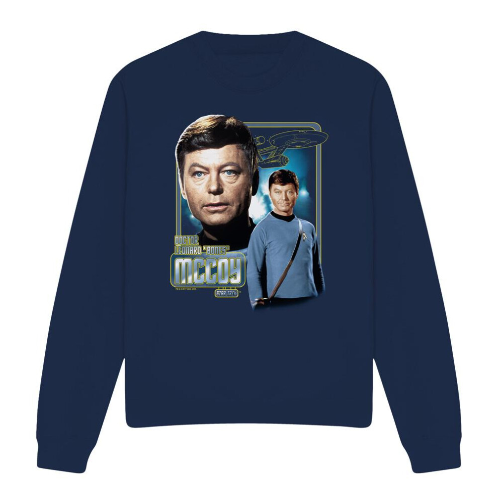 Star Trek (S, Navy) Unisex Adult Leonard Mccoy Sweatshirt Blue,Multicoloured