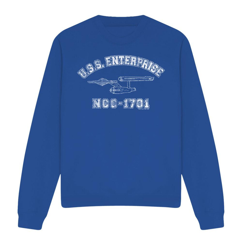 Star Trek (S, Royal ) Unisex Adult Enterprise Athletic Sweatshirt Blue