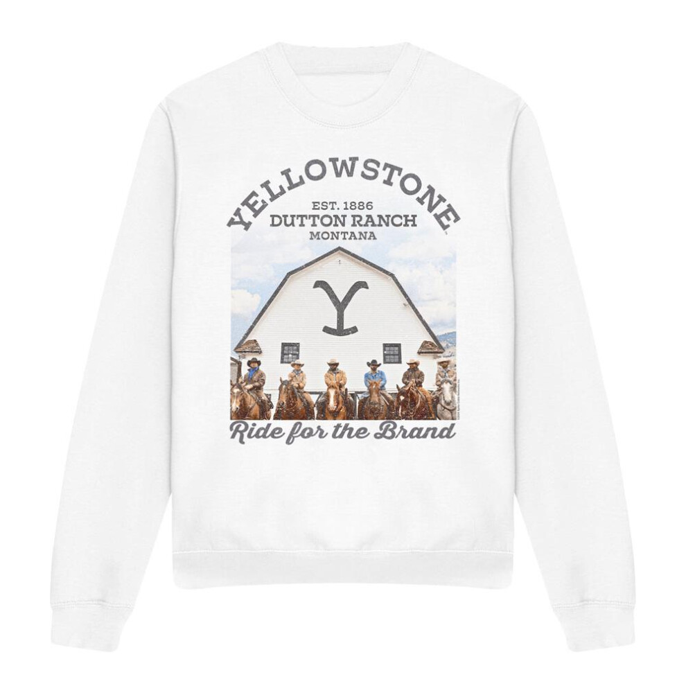 Yellowstone (L, White) Unisex Adult For The Brand Sweatshirt