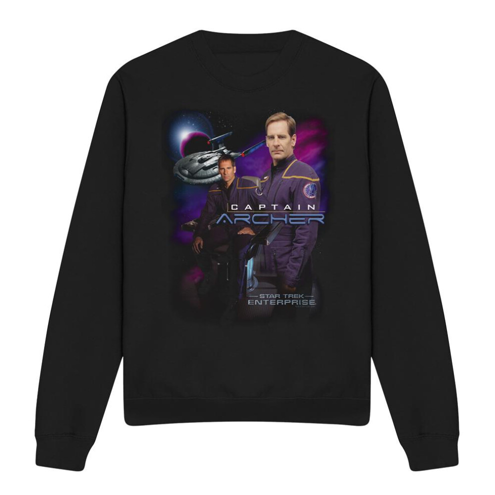 Star Trek (S, ) Unisex Adult Captain Archer Sweatshirt Black