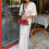 Women'S Short Sleeve Center Ruched Printed Dress White M 2