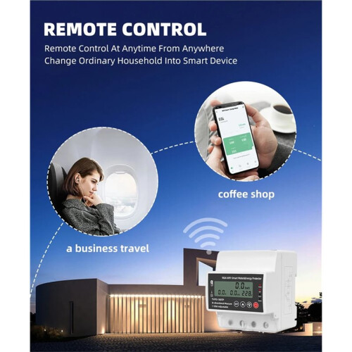 100A WiFi for  Earth Leakage over Under Voltage Protector Relay for  for  Power Bidirectional Meter 1