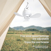 2-in-1 Camping Fan with LED Light Portable Rechargeable Battery Powered Fan with Remote for Tent, Travel, BBQ A