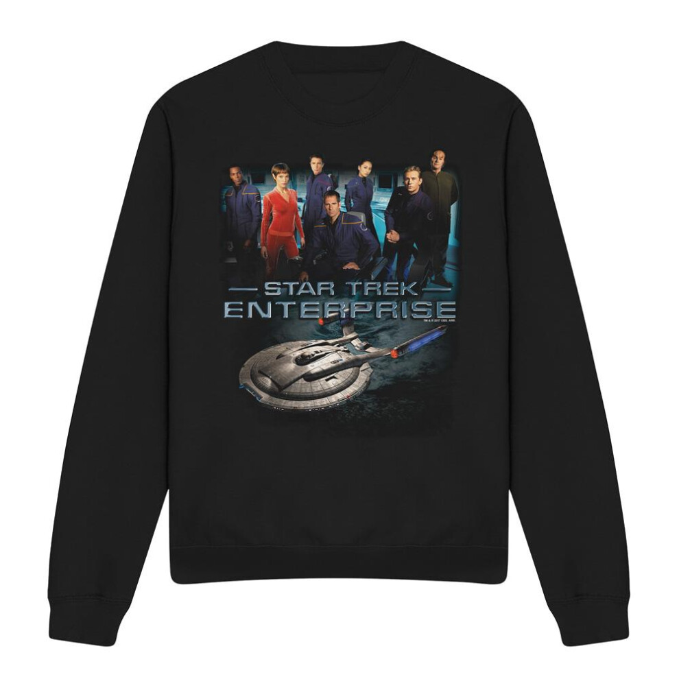 Star Trek (L, ) Unisex Adult Enterprise Crew Sweatshirt Black