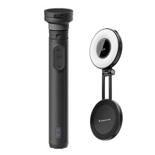 MT-85 Open Tripod with LM19 Fill Light Automatic Phone Stand Selfie Stick for Outdoor Travel Vlog Live Streaming A
