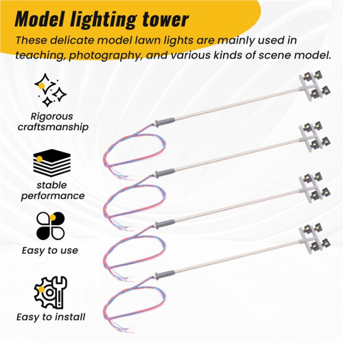 4 PCS HO Scale Model lighting tower,tower lights Model Lights Layout Lamppost for Train/Garden/Playground/Stadium 1