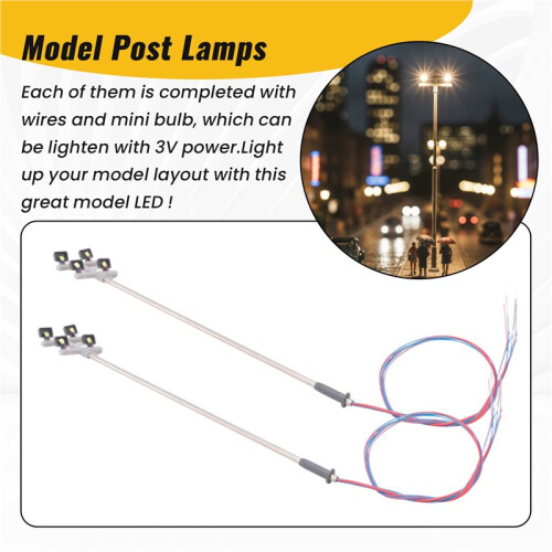 4 PCS HO Scale Model lighting tower,tower lights Model Lights Layout Lamppost for Train/Garden/Playground/Stadium 2