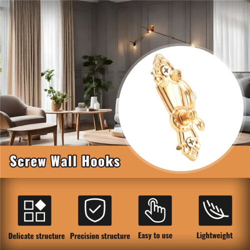 Screw Mount Curtain Tassel Tie Back tieback Wall Hooks 2PCS Gold Tone 1