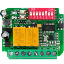 Récepteur Universel pour Porte de Garage, Télécommande à Code Tournant et Fixe et à Code D'Apprentissage, Relais 2 Canaux