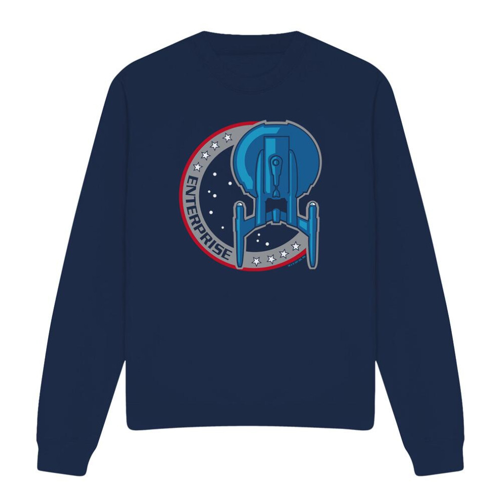 Star Trek (L, Navy) Unisex Adult Enterprise Patch Sweatshirt Blue,Multicoloured