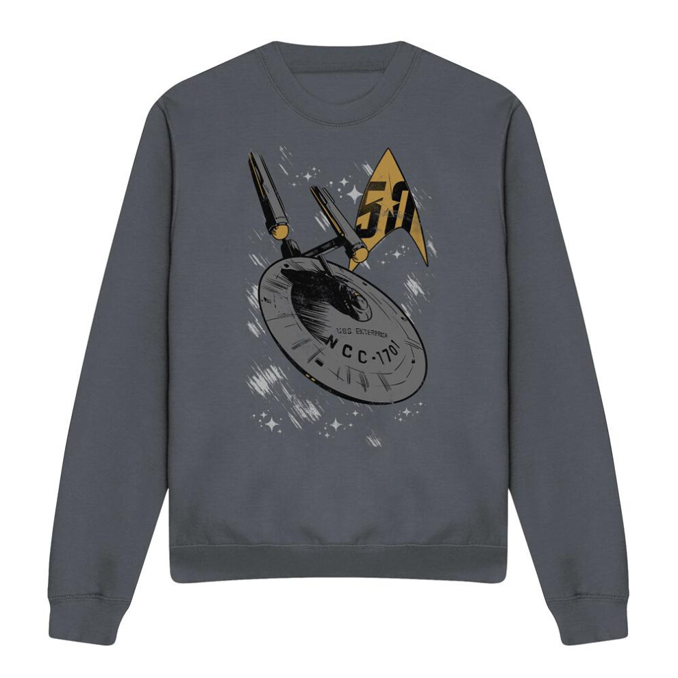Star Trek (Xxl, Charcoal) Unisex Adult Enterprise Dash Sweatshirt Multicoloured