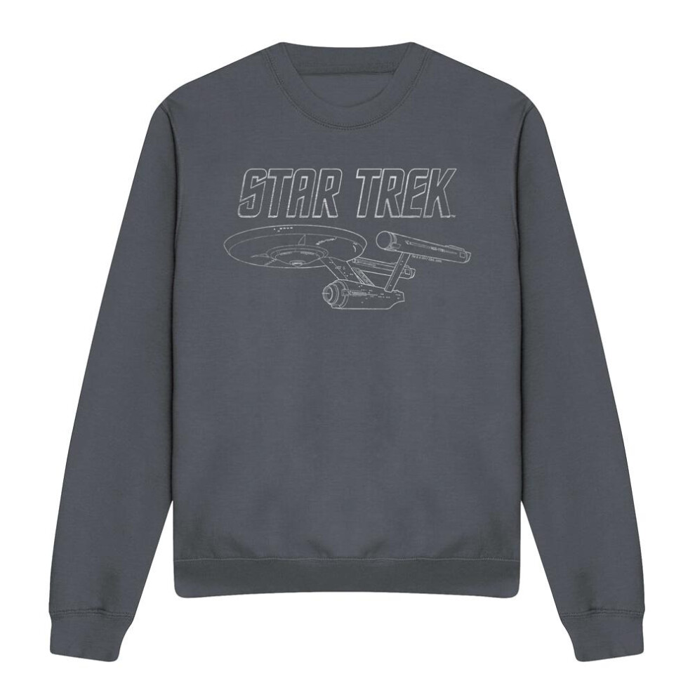 Star Trek (Xxl, Charcoal) Unisex Adult The Original Series Enterprise Sweatshirt Multicoloured