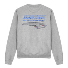 (S, Sport Heather) Star Trek Unisex Adult The Next Generation Distressed Sweatshirt