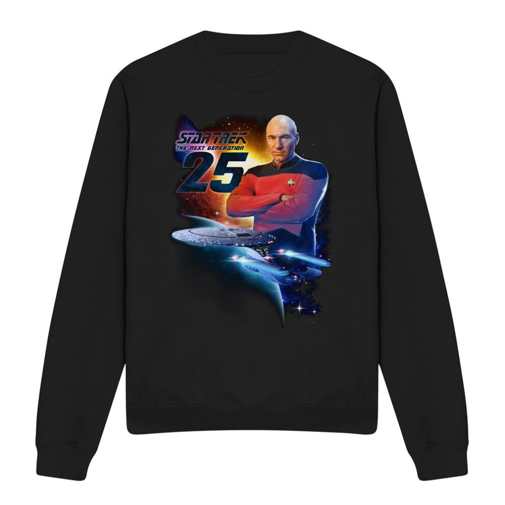 Star Trek (S, ) Unisex Adult The Next Generation 25 Sweatshirt Black