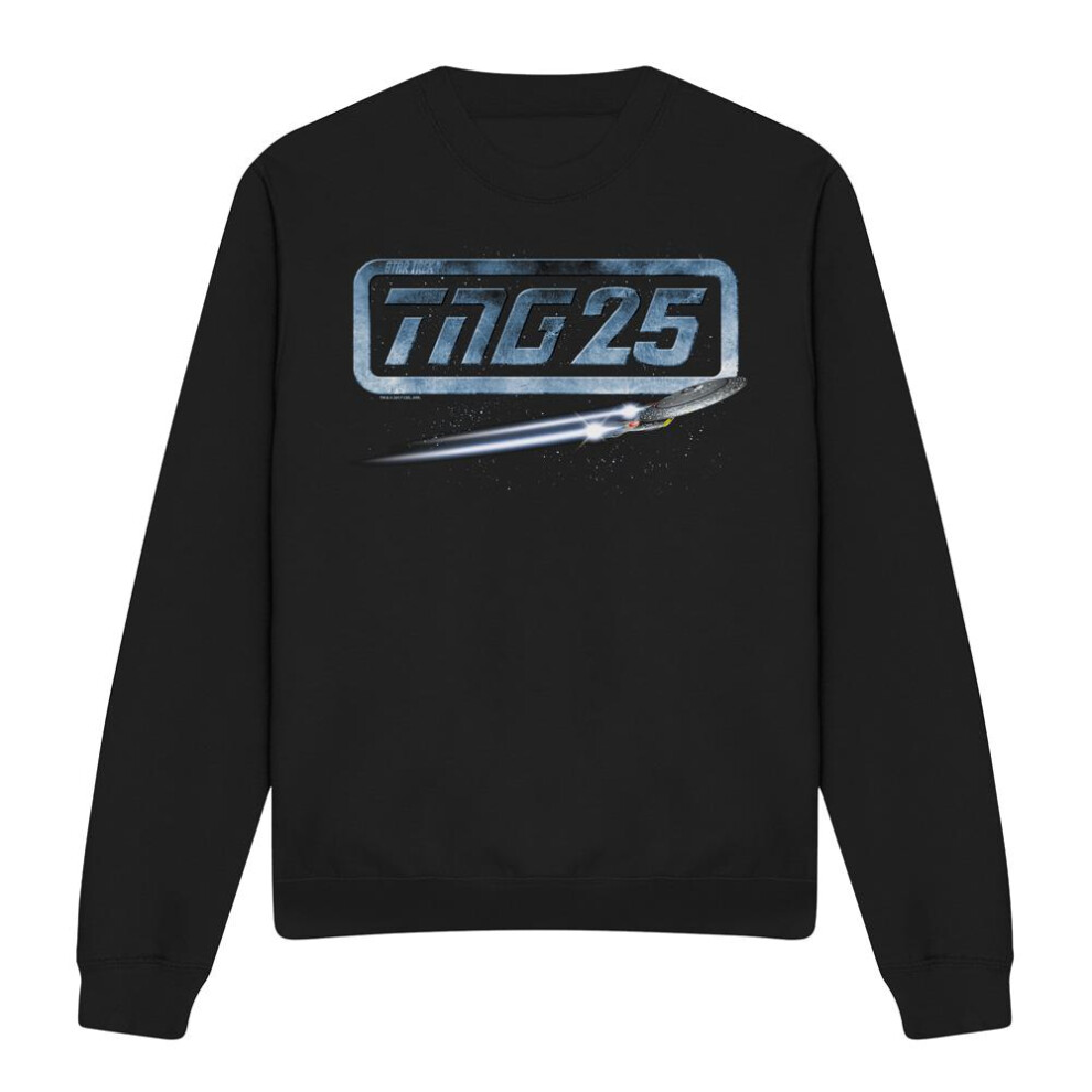 Star Trek (Xl, ) Unisex Adult The Next Generation 25 Enterprise Sweatshirt Black