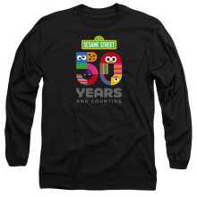 (L, Black) Sesame Street Unisex Adult 50 Years Logo Long-Sleeved T-Shirt