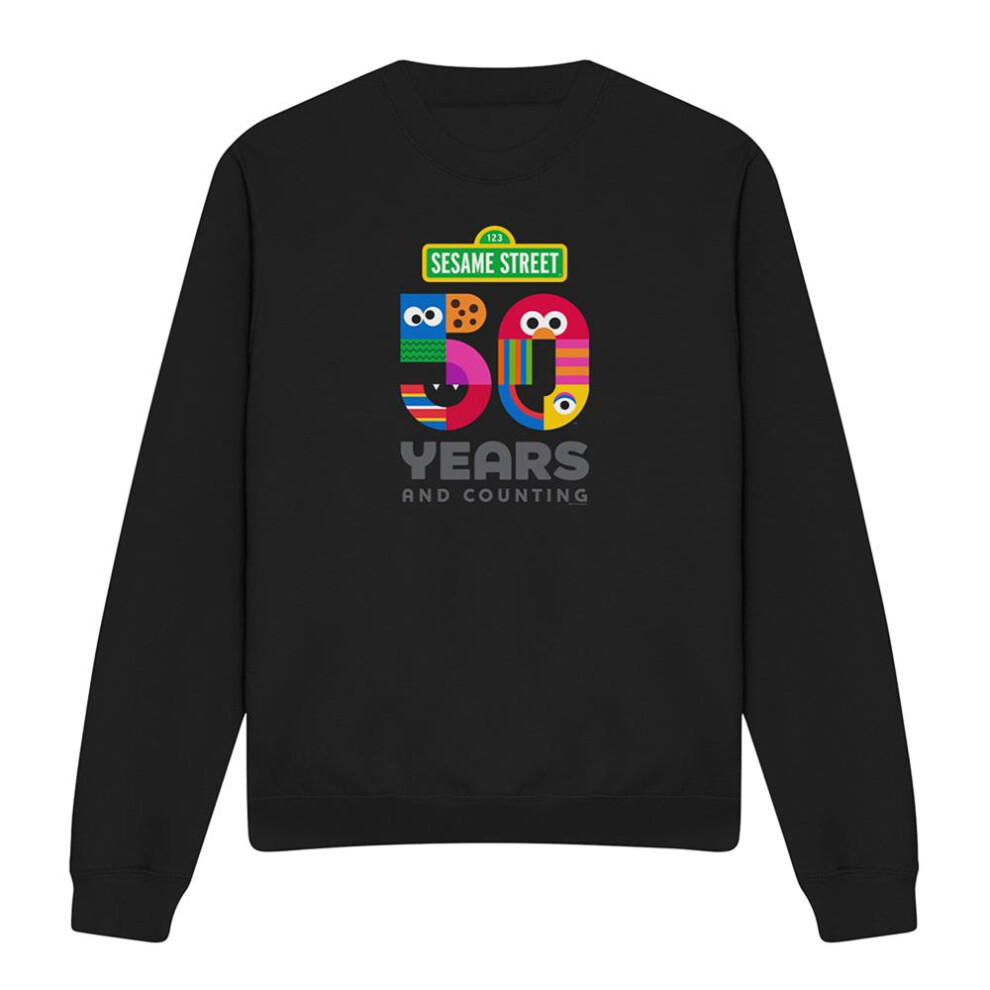 Sesame Street (L, ) Unisex Adult 50 Years Logo Sweatshirt Black