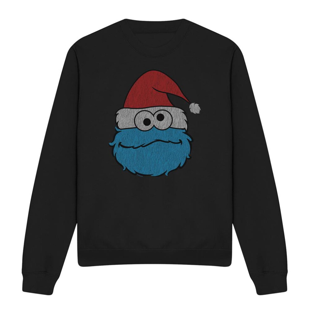 Sesame Street (Xxl, ) Unisex Adult Cookie Monster Christmas Sweatshirt Black