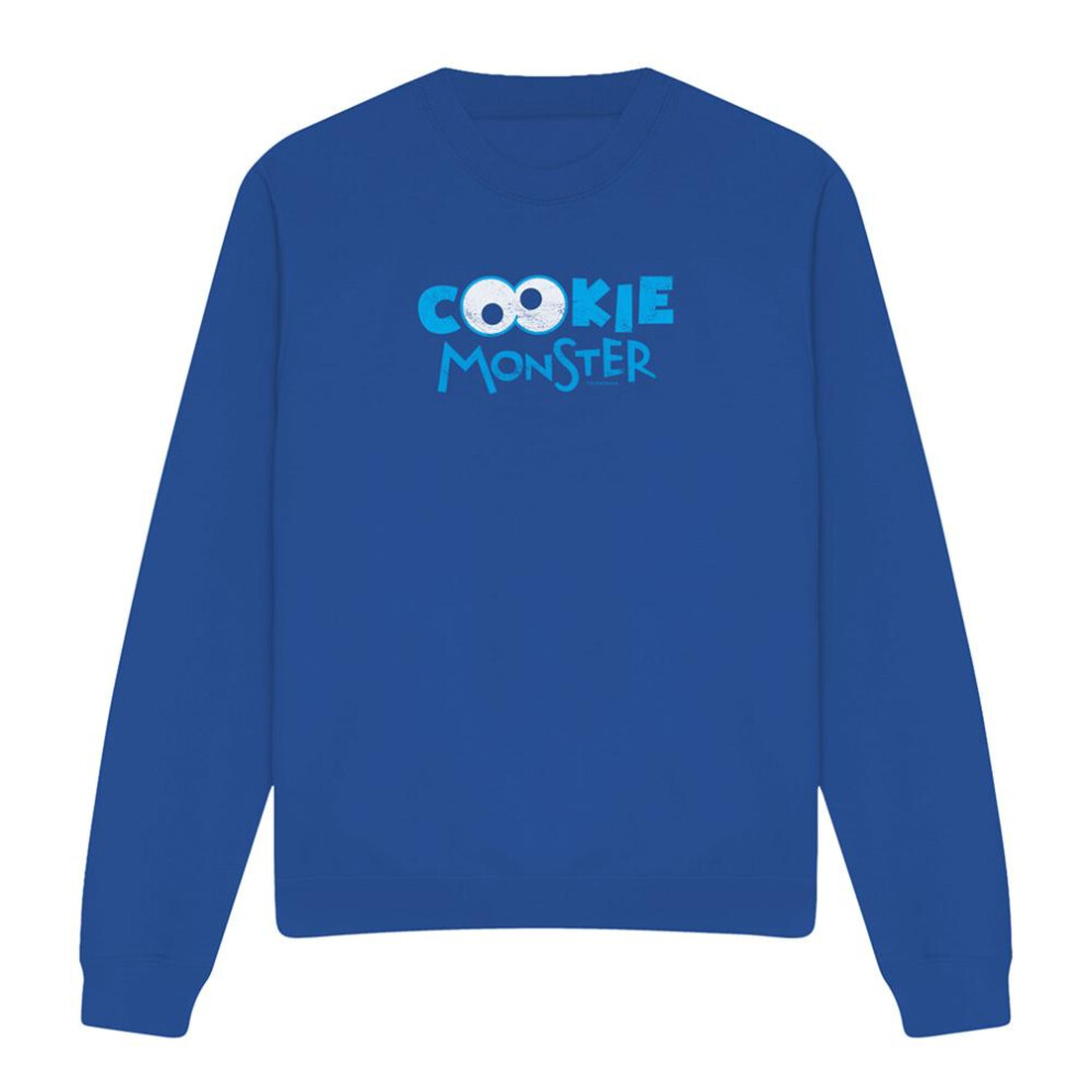Sesame Street (Xxl, Royal ) Unisex Adult Cookie Monster Eyes Sweatshirt Blue