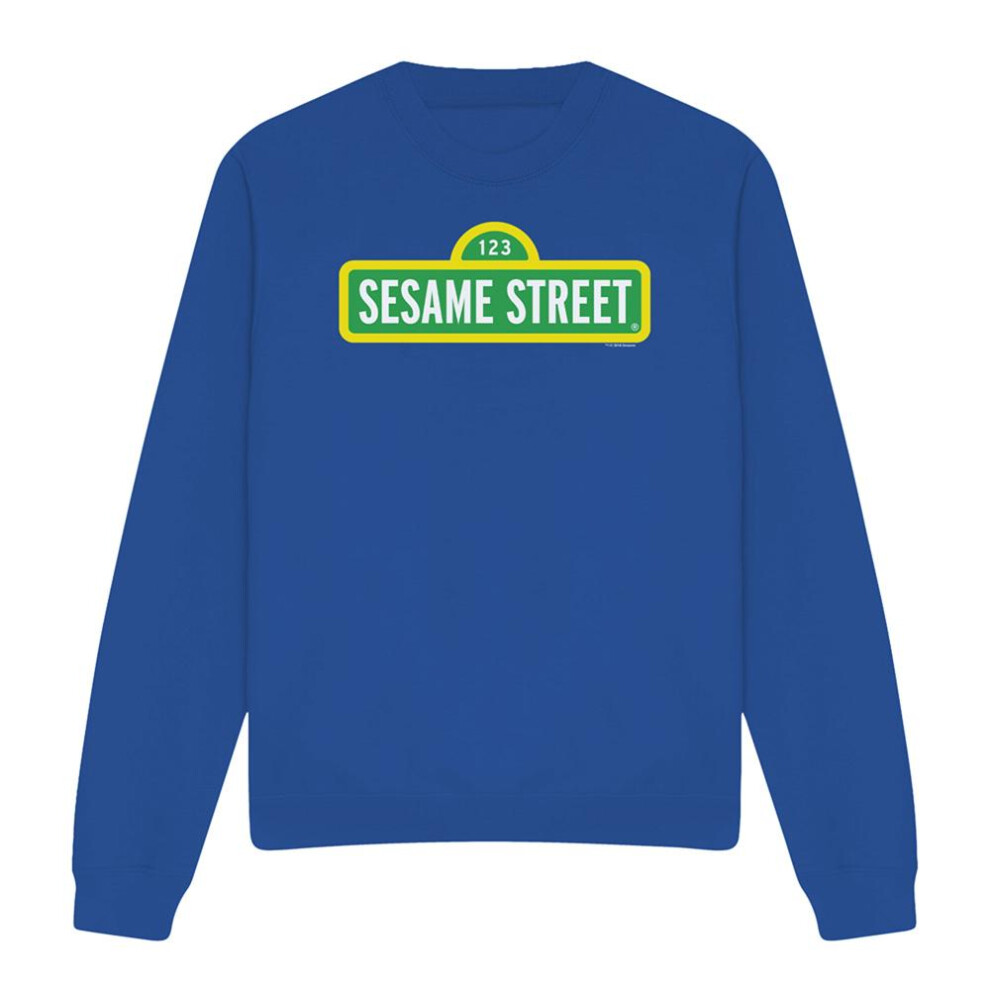 Sesame Street (M, Royal ) Unisex Adult Logo Sweatshirt Blue