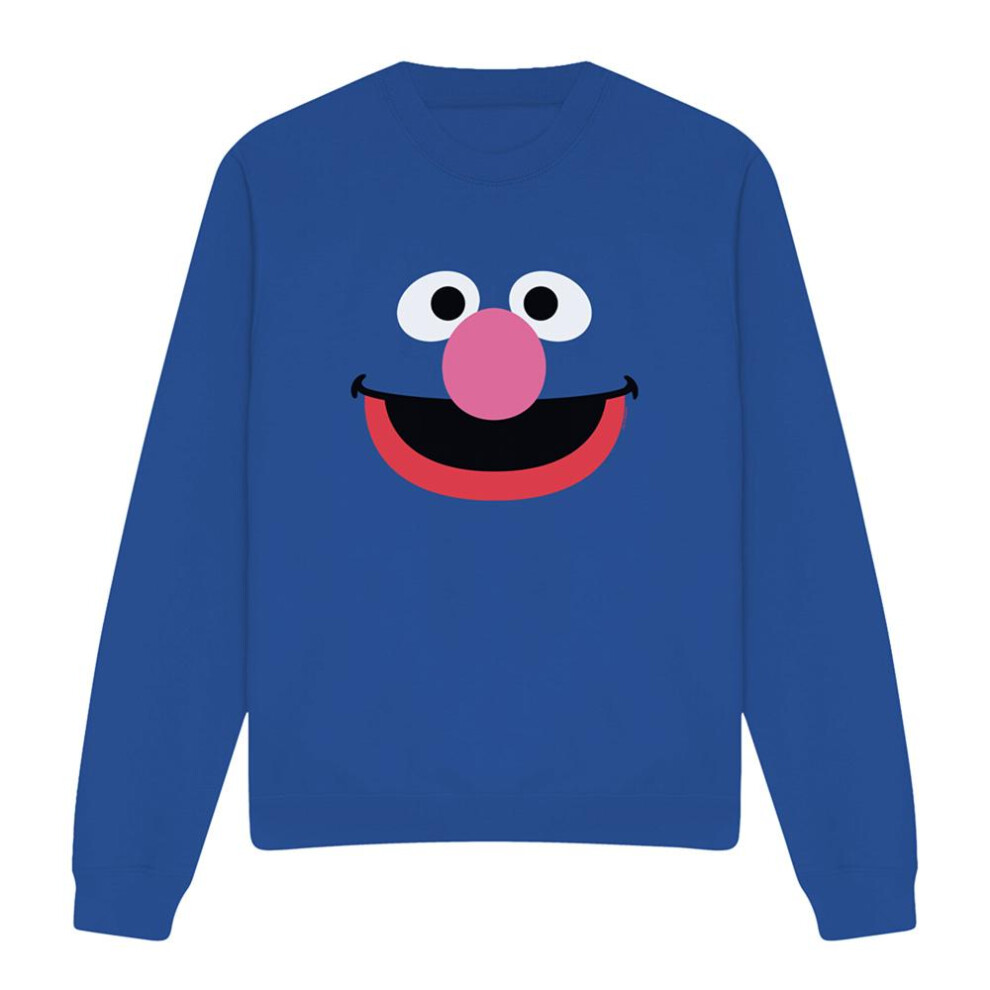 Sesame Street (S, Royal ) Unisex Adult Grover Face Sweatshirt Blue