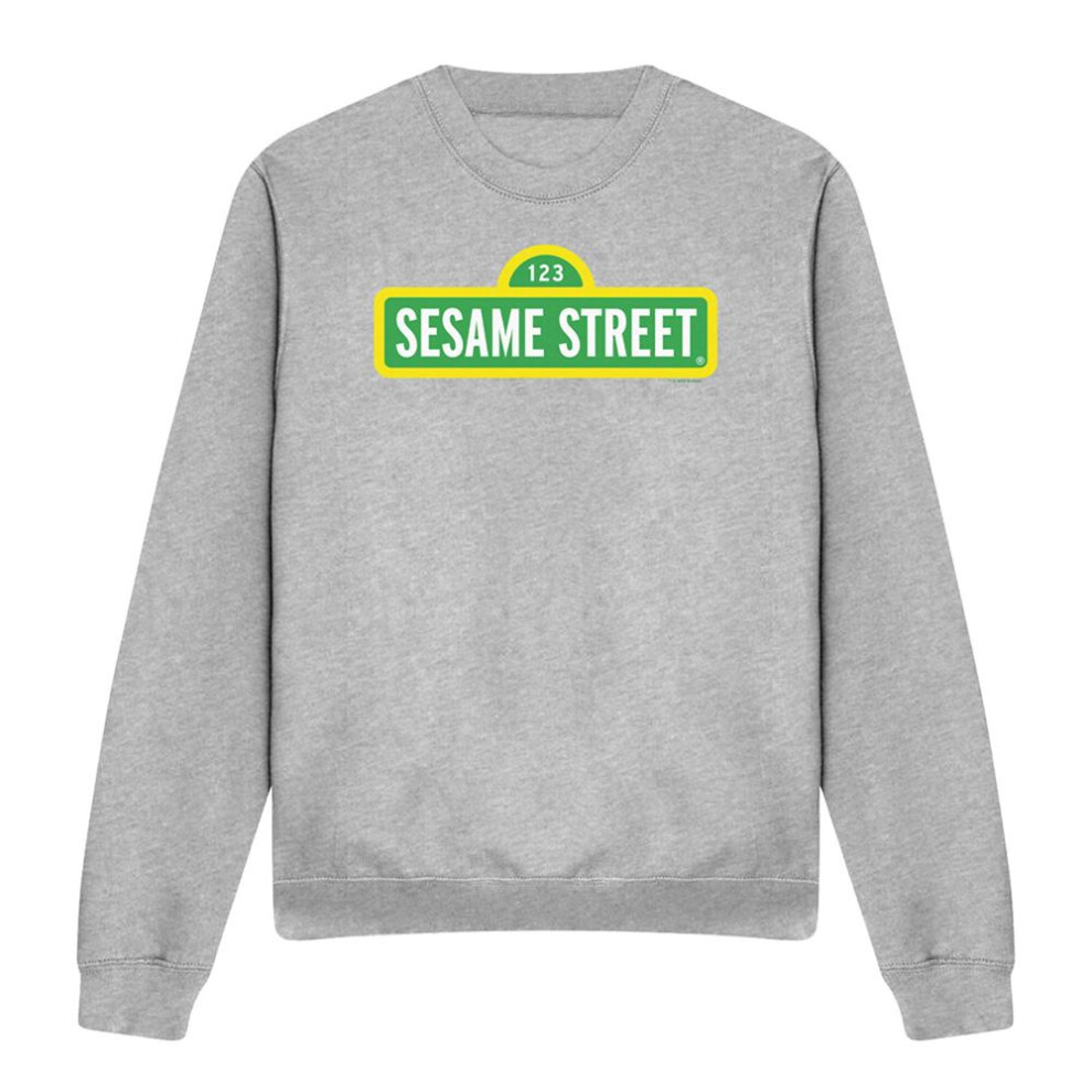 Sesame Street (Xl, Athletic Heather) Unisex Adult Logo Sweatshirt Multicoloured