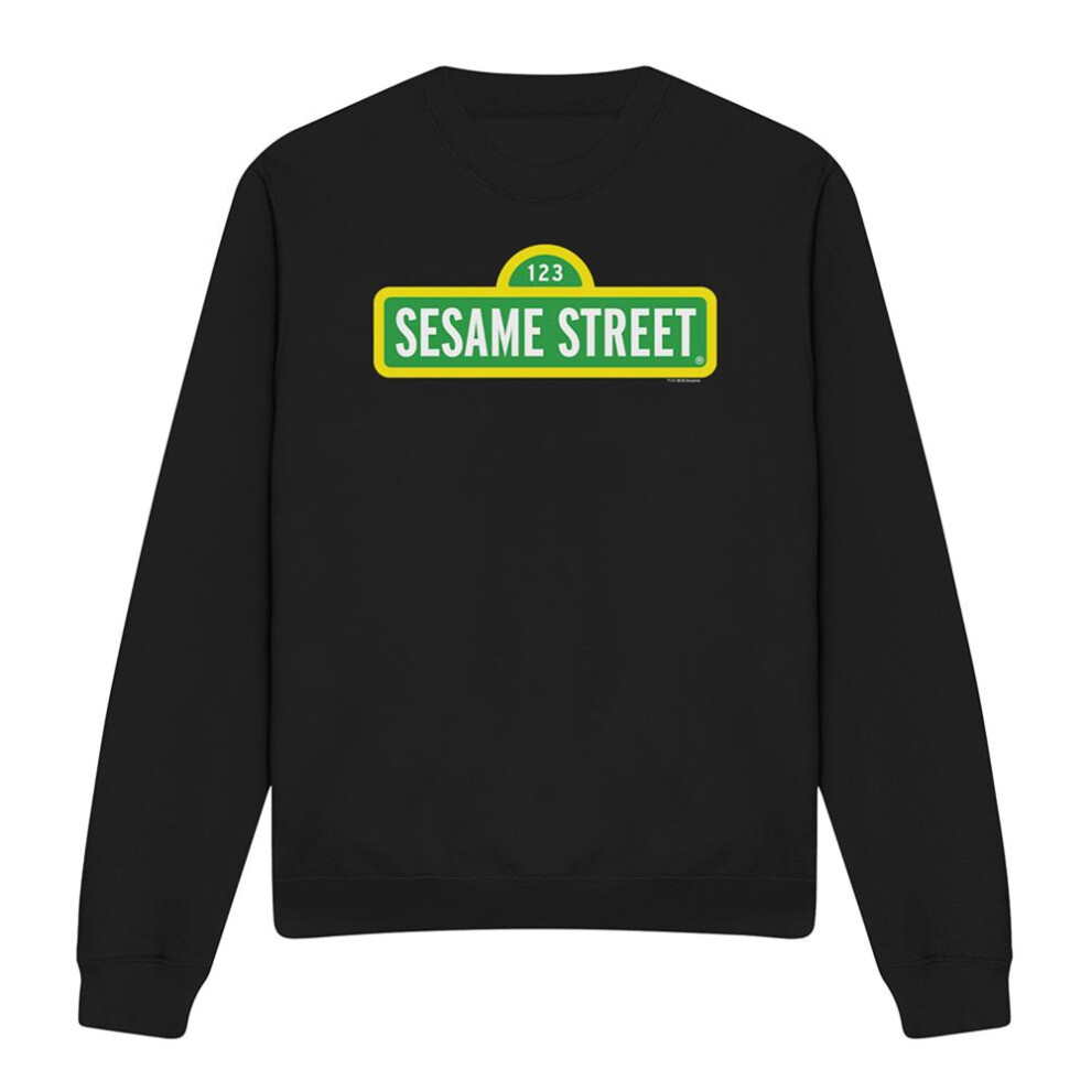 Sesame Street (Xxl, ) Unisex Adult Logo Sweatshirt Black