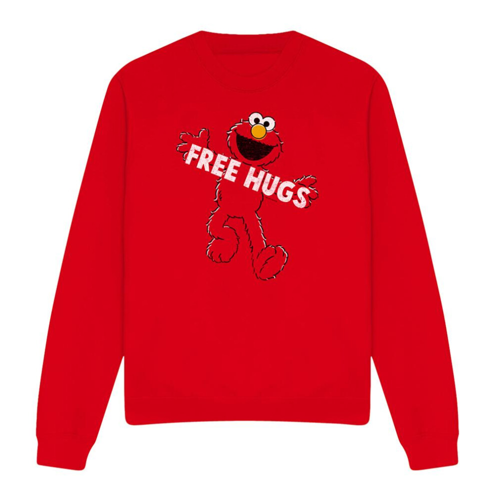 Sesame Street (S, ) Unisex Adult Free Hugs Sweatshirt Red