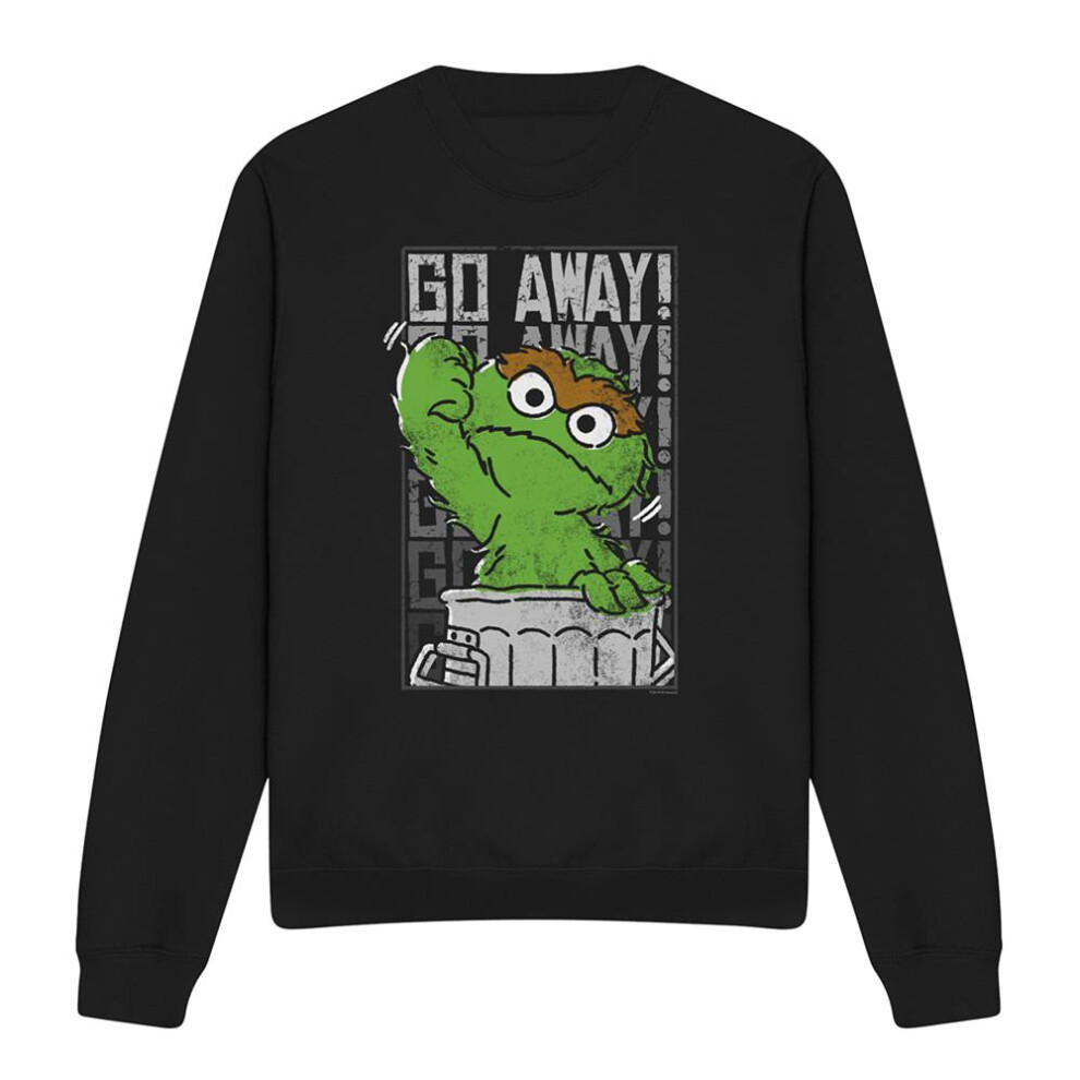 Sesame Street (M, ) Unisex Adult Go Away Sweatshirt Black