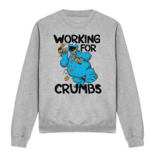 (XL, Athletic Heather) Sesame Street Unisex Adult Working For Crumbs Cookie Monster Sweatshirt