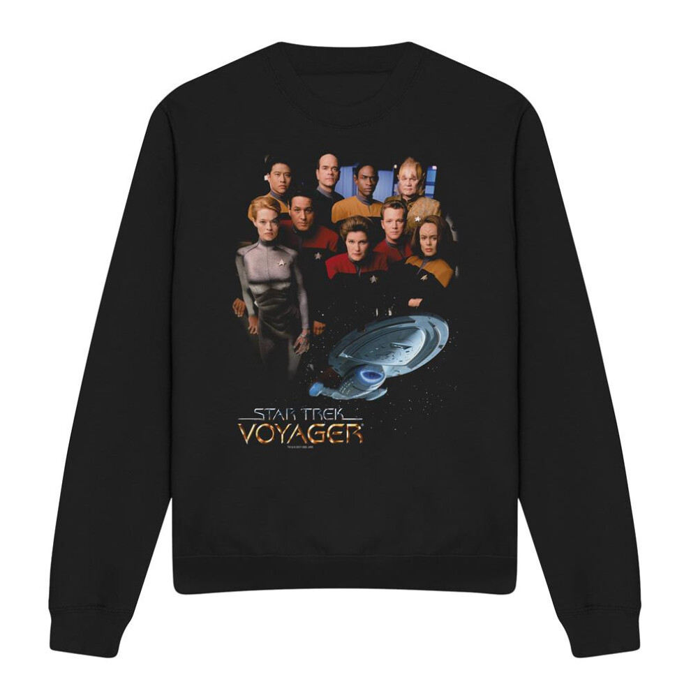 Star Trek (L, ) Unisex Adult Voyager Crew Sweatshirt Black