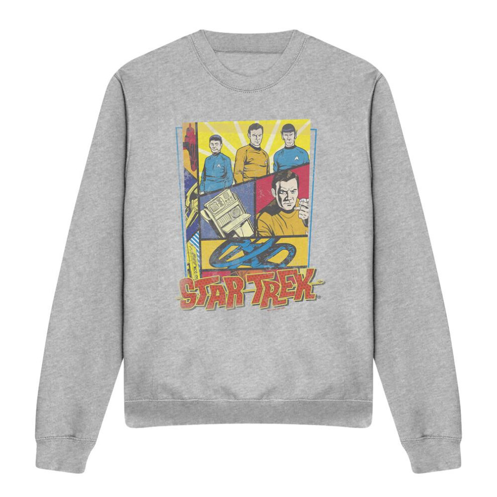 Star Trek (Xl, Sport Heather) Unisex Adult Vintage Collage Sweatshirt Multicoloured