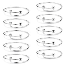 10 Pcs Expandable Bulk Wire Blank Adjustable Bangle Bracelet for DIY Jewelry Making 2.36 Inch