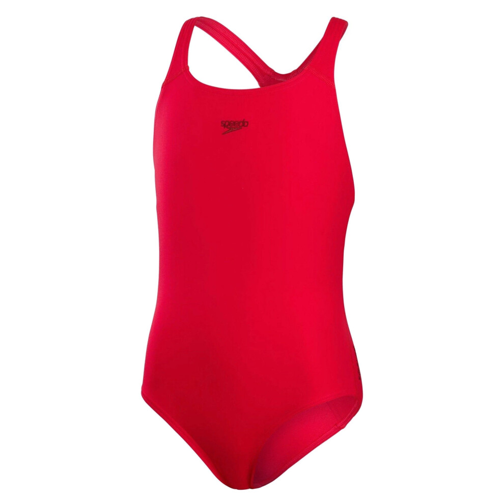 Speedo (24 In, ) Girls Medalist Eco Endurance+ One Piece Swimsuit Red