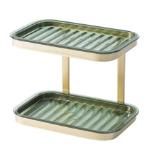 Light Luxury Soap Box Can Be Wall-Mounted Punch-Free Bathroom Soap Rack Multi-Functional Storage Rack (Dark Green Gold)