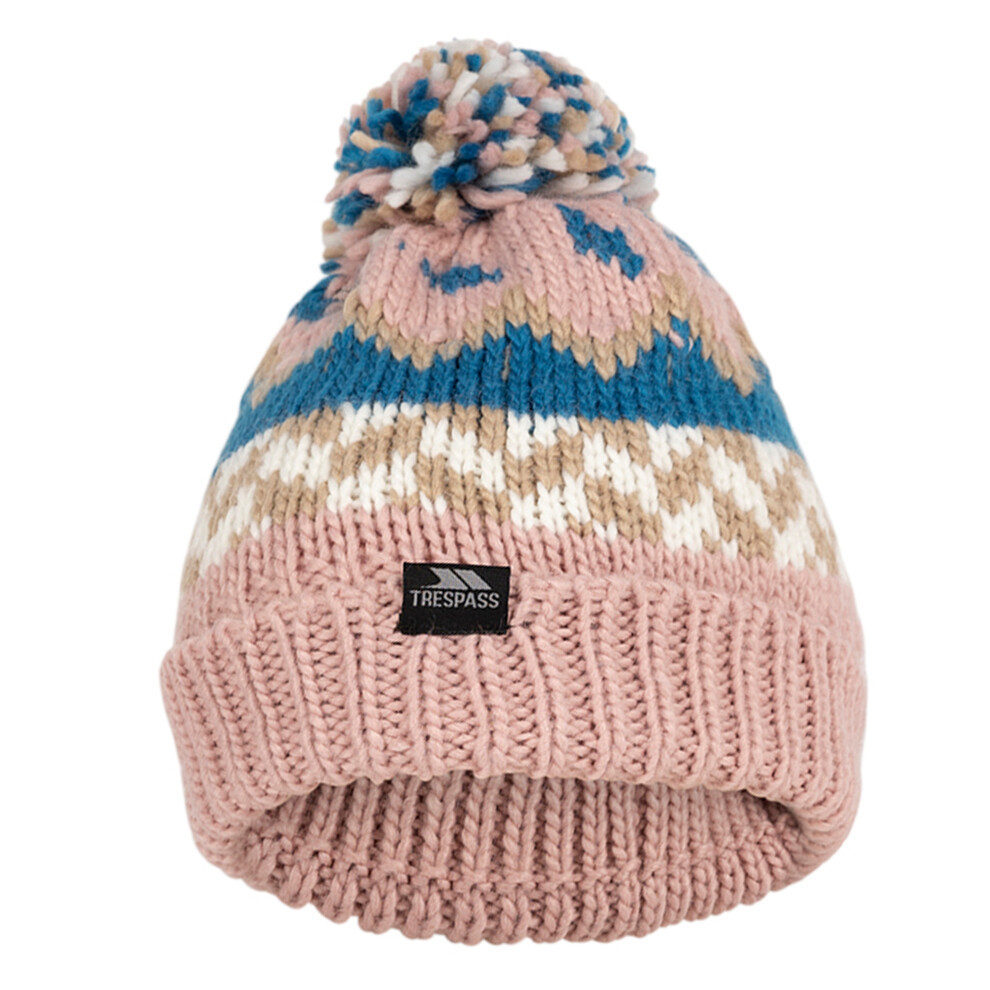 Trespass (8-10 Years, Misty Rose/Bondi Blue) Childrens/Kids Twiglet Chunky Knit Fleece Lined Hat