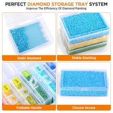 45 Plateaux de Rangement Empilables pour Peinture Diamant, Plateaux 2 en 1 avec Étiquettes et Autocollants de 455 Couleurs