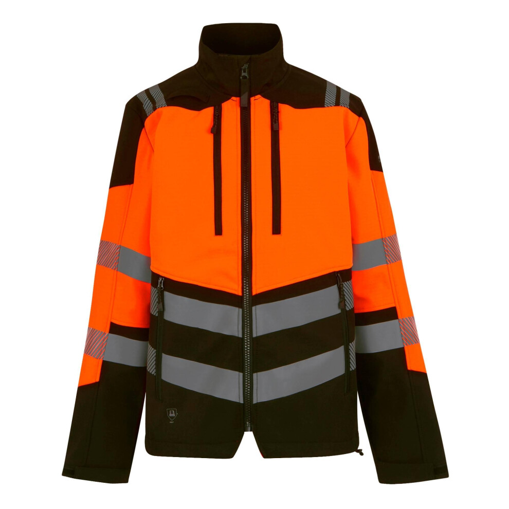 (L, Black/Orange) Regatta Professional Mens Hi-Vis 3 Layer Soft Shell Jacket 5063703742023